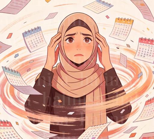 Adetini şaşıran kadın takvimler içinde kayboluyor.